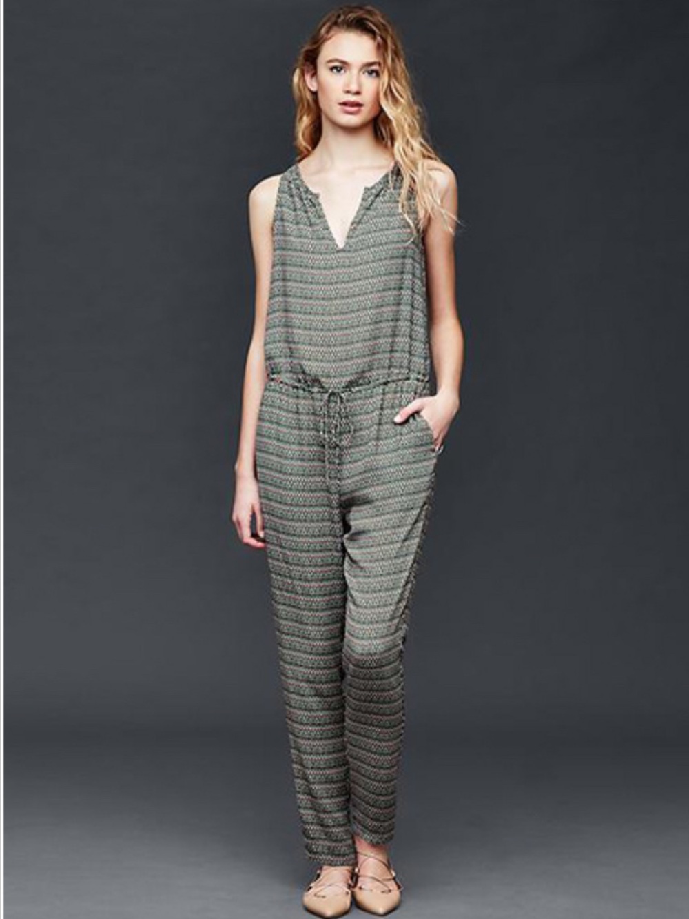 Gap Split-neck Print Jumpsuit